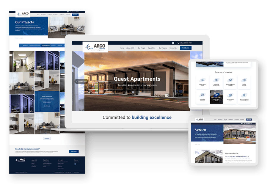 Solo Genesius created the website for construction company ARCO to present their services